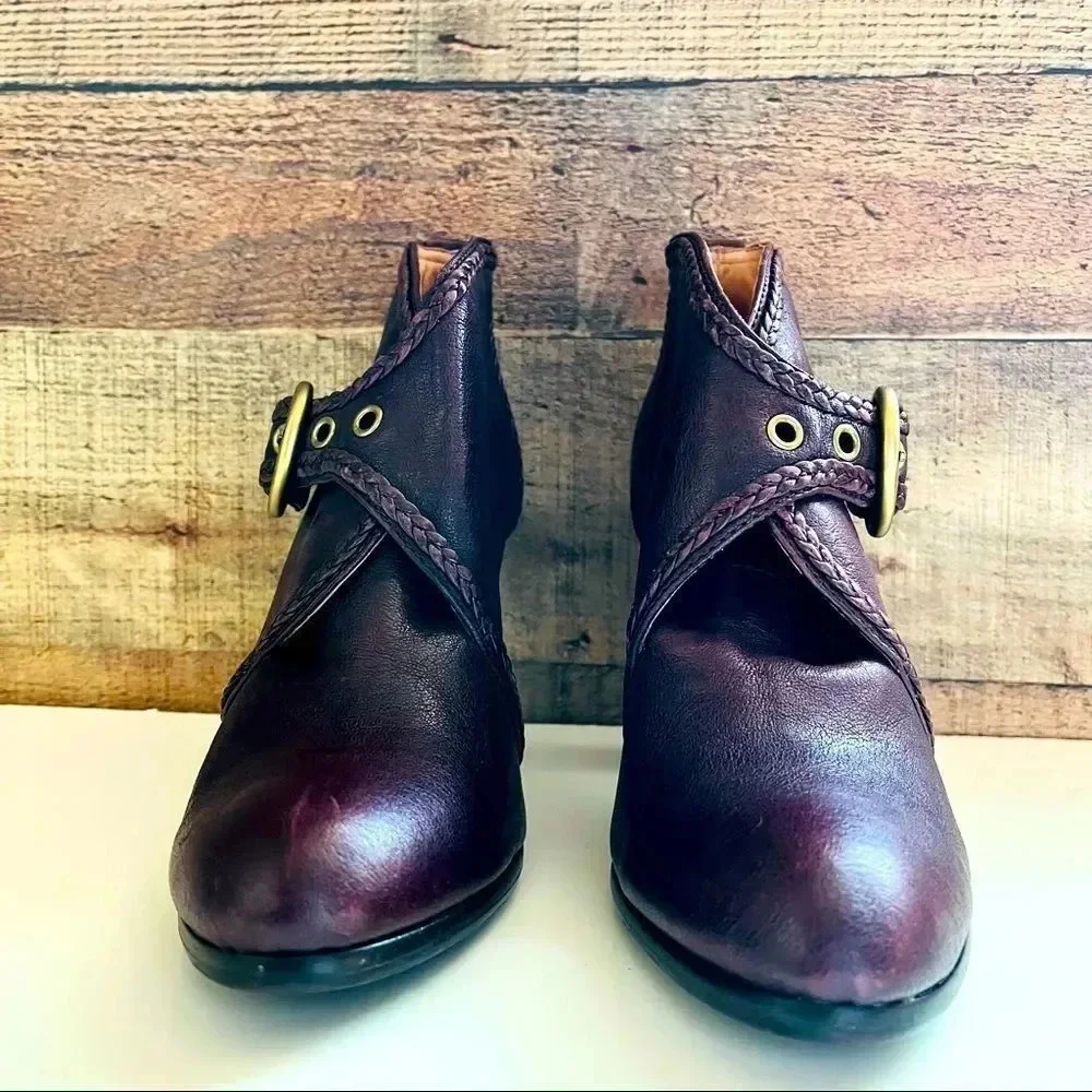 Frye Vicki Purple Leather Heeled Bootie